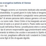 Abominevoli ragionamenti fatti dalla chiesa evangelica battista di Varese